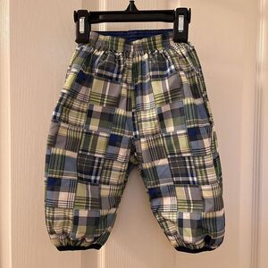 Patagonia Reversible Puff-Ball Pants Snow Green Blue Plaid Boys Size 3 Months